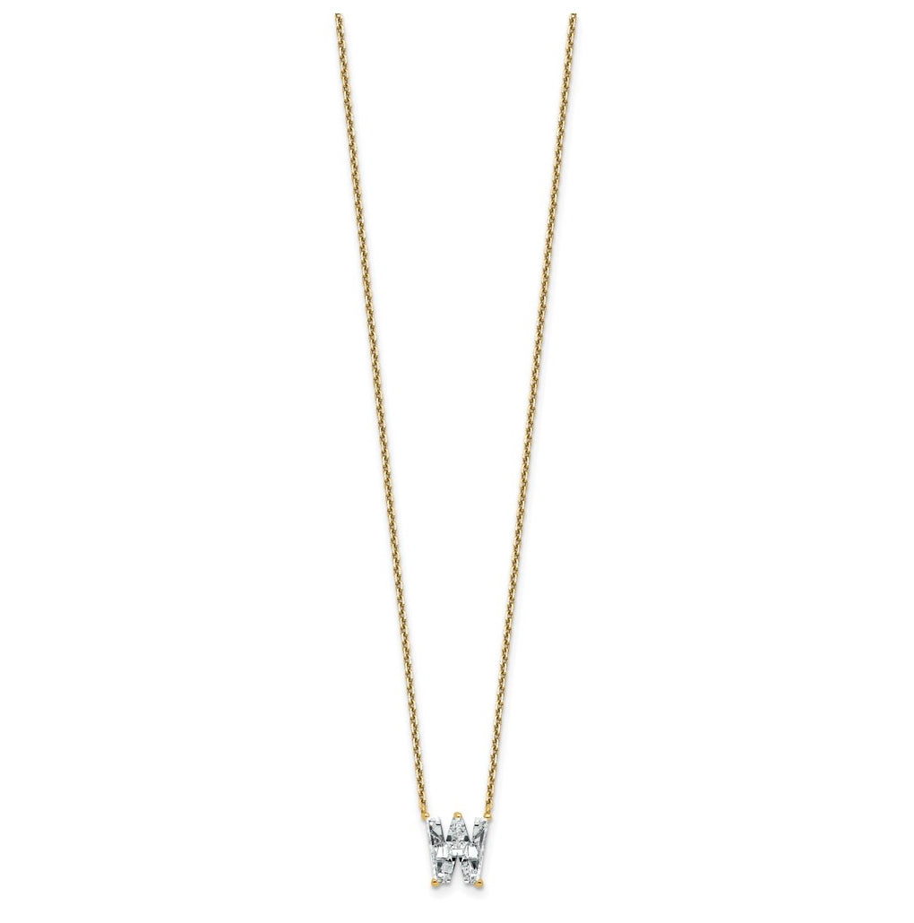 14k Yellow Gold Lab Grown Diamond VS+ F+ Complete Letter Single Stone 18 inch Necklace