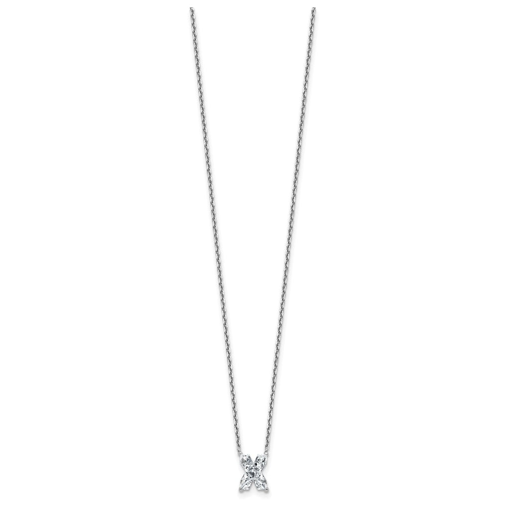 14k Yellow Gold Lab Grown Diamond VS+ F+ Complete Letter Single Stone 18 inch Necklace