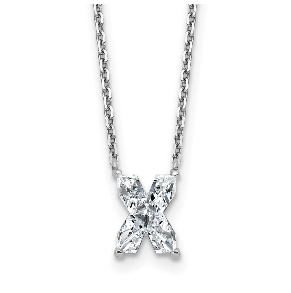 14k Yellow Gold Lab Grown Diamond VS+ F+ Complete Letter Single Stone 18 inch Necklace