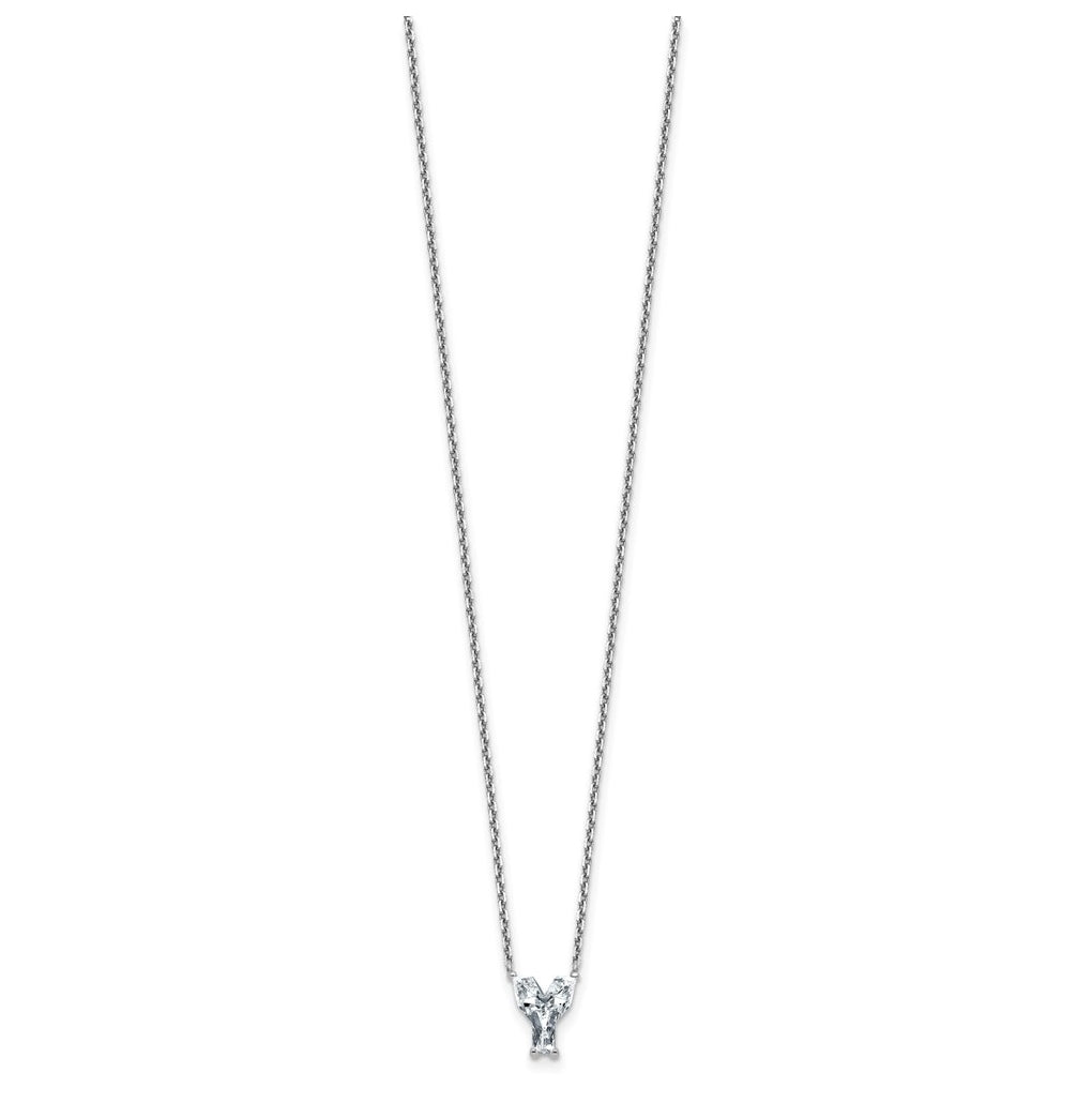 14k Yellow Gold Lab Grown Diamond VS+ F+ Complete Letter Single Stone 18 inch Necklace