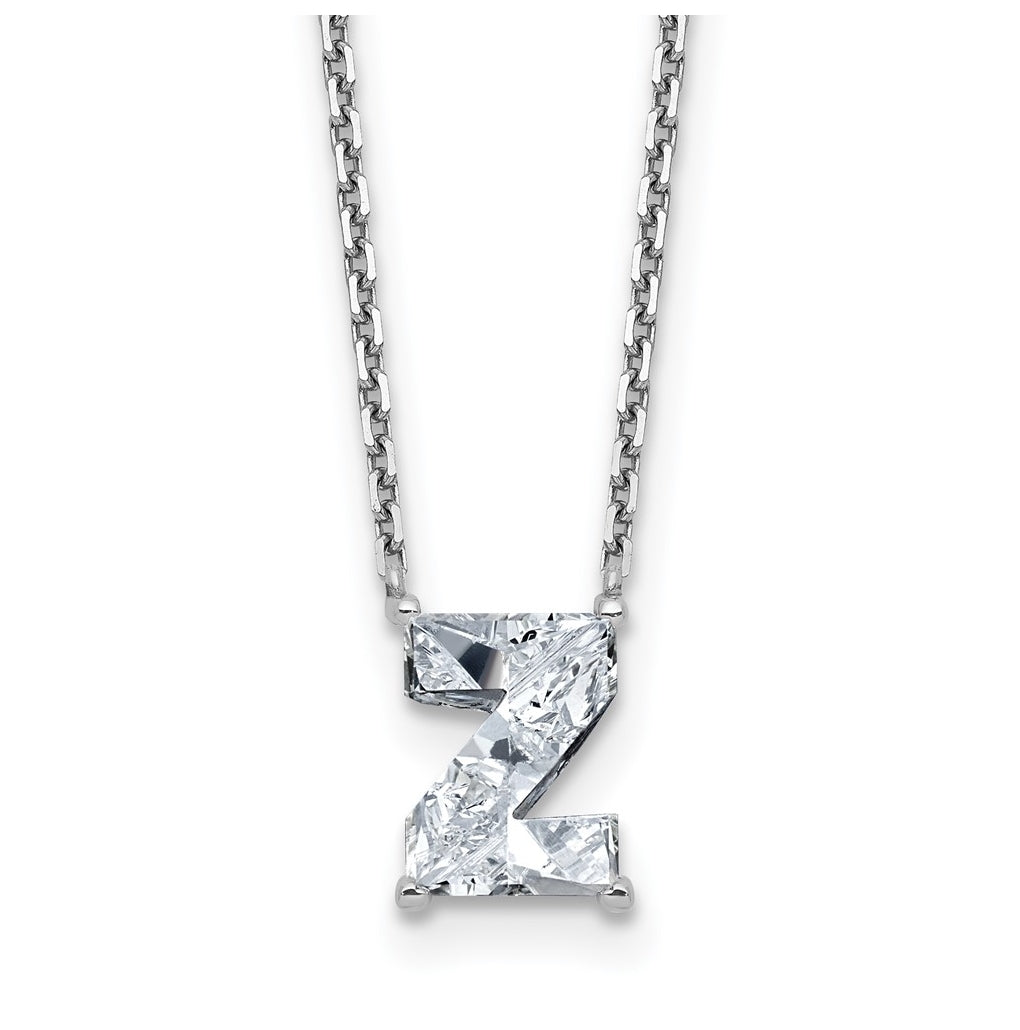 14k Yellow Gold Lab Grown Diamond VS+ F+ Complete Letter Single Stone 18 inch Necklace