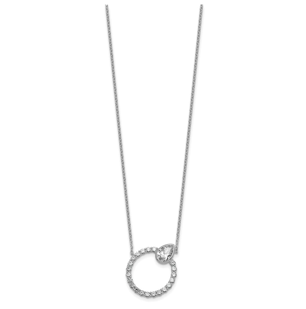 True Origin 14k White Gold 2 carat Lab Grown Diamond VS+ F+ Complete Pear Bezel-Set Eternity Necklace