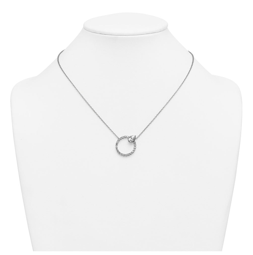 True Origin 14k White Gold 2 carat Lab Grown Diamond VS+ F+ Complete Pear Bezel-Set Eternity Necklace