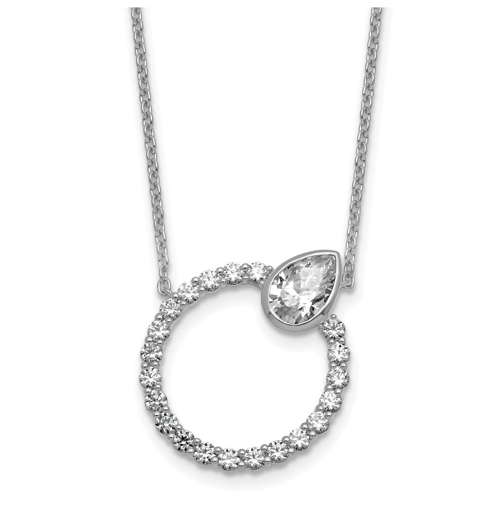 True Origin 14k White Gold 2 carat Lab Grown Diamond VS+ F+ Complete Pear Bezel-Set Eternity Necklace