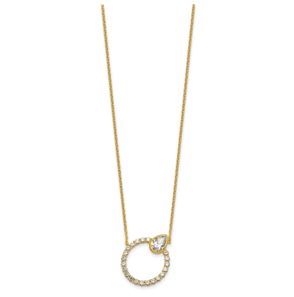 True Origin 14k Yellow Gold 2 carat Lab Grown Diamond VS+ F+ Complete Pear Bezel-Set Eternity Necklace