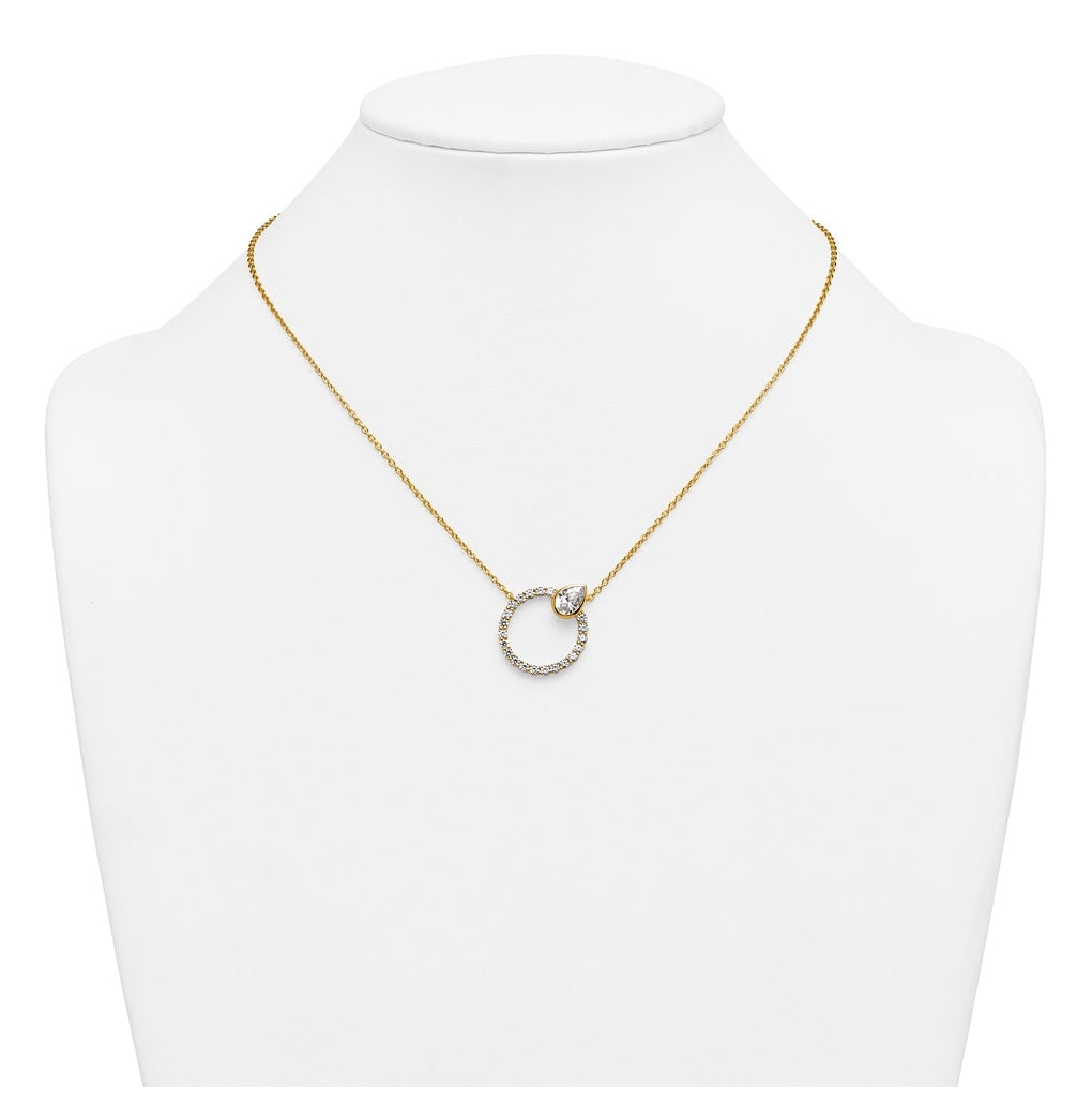 True Origin 14k Yellow Gold 2 carat Lab Grown Diamond VS+ F+ Complete Pear Bezel-Set Eternity Necklace