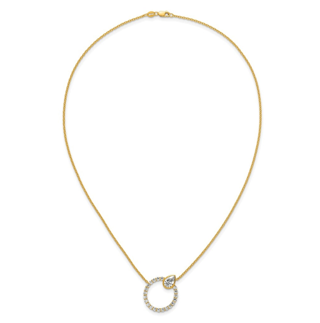 True Origin 14k Yellow Gold 2 carat Lab Grown Diamond VS+ F+ Complete Pear Bezel-Set Eternity Necklace