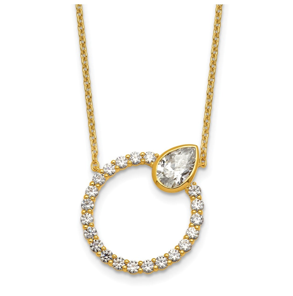 True Origin 14k Yellow Gold 2 carat Lab Grown Diamond VS+ F+ Complete Pear Bezel-Set Eternity Necklace