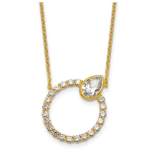 True Origin 14k Yellow Gold 2 carat Lab Grown Diamond VS+ F+ Complete Pear Bezel-Set Eternity Necklace
