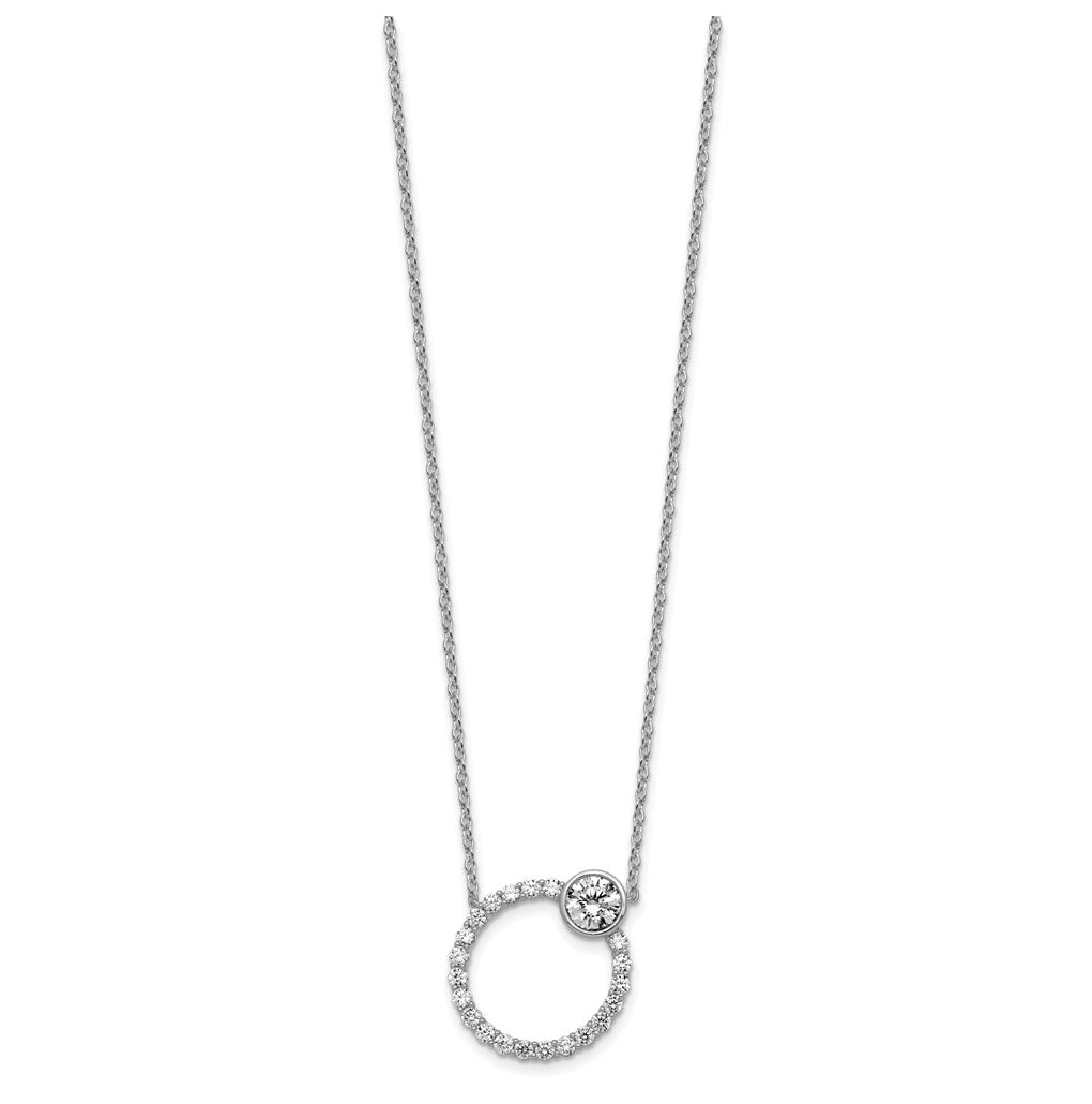 True Origin 14k White Gold 2 carat Lab Grown Diamond VS+ F+ Complete Round Bezel-Set Eternity Necklace