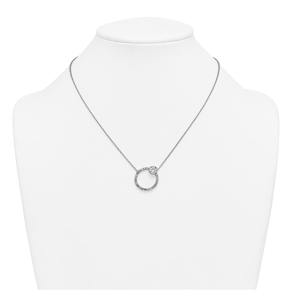 True Origin 14k White Gold 2 carat Lab Grown Diamond VS+ F+ Complete Round Bezel-Set Eternity Necklace
