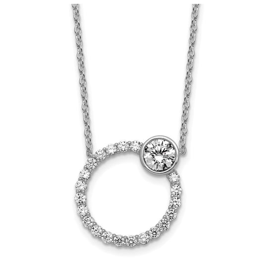 True Origin 14k White Gold 2 carat Lab Grown Diamond VS+ F+ Complete Round Bezel-Set Eternity Necklace