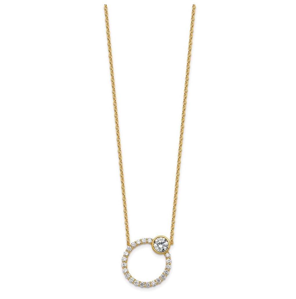 True Origin 14k Yellow Gold 2 carat Lab Grown Diamond VS+ F+ Complete Round Bezel-Set Eternity Necklace