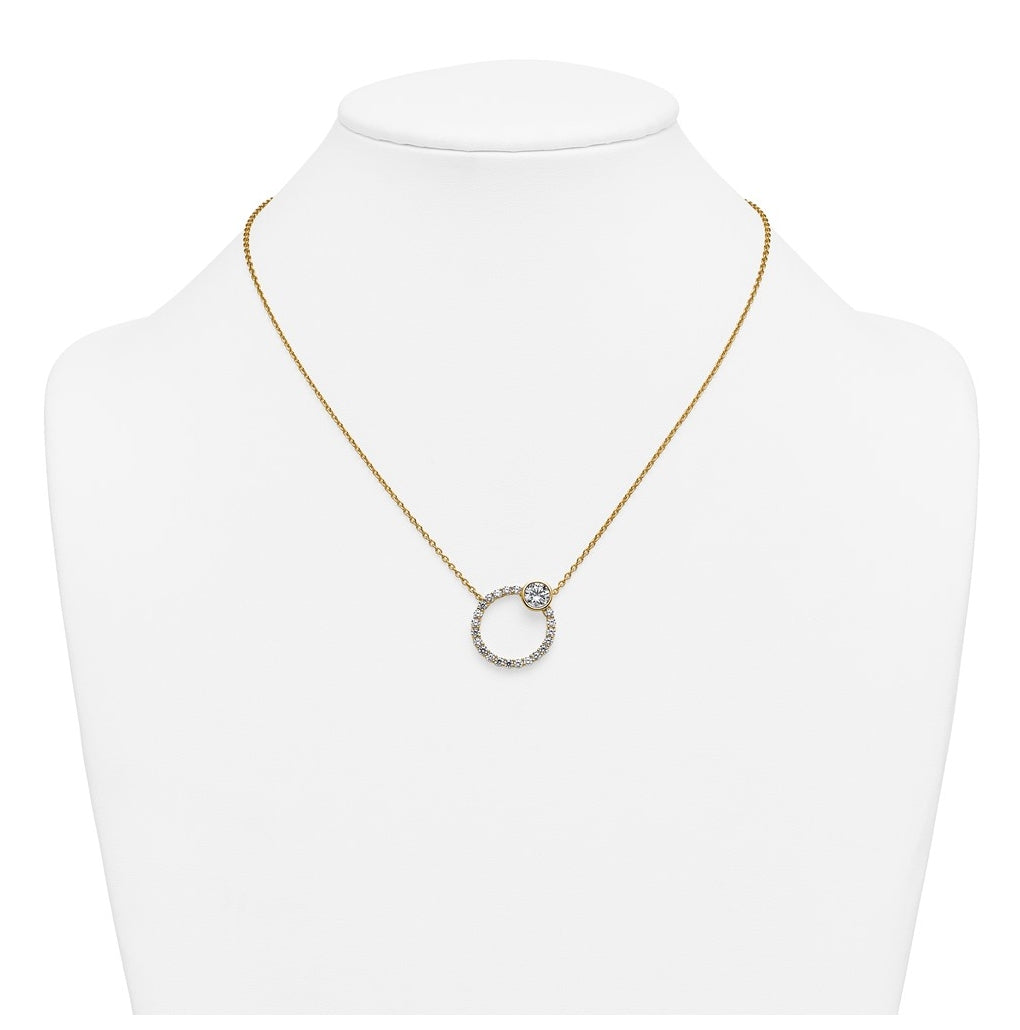 True Origin 14k Yellow Gold 2 carat Lab Grown Diamond VS+ F+ Complete Round Bezel-Set Eternity Necklace