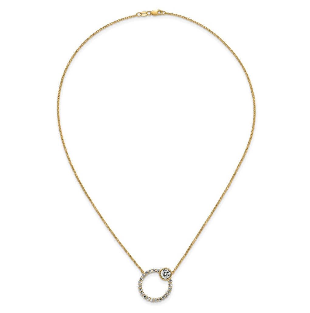 True Origin 14k Yellow Gold 2 carat Lab Grown Diamond VS+ F+ Complete Round Bezel-Set Eternity Necklace