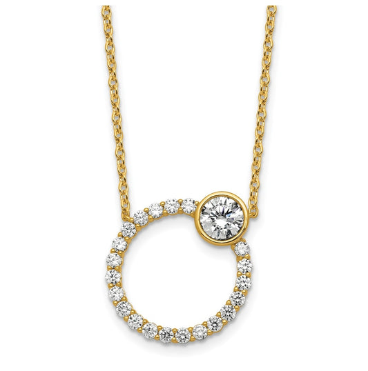 True Origin 14k Yellow Gold 2 carat Lab Grown Diamond VS+ F+ Complete Round Bezel-Set Eternity Necklace
