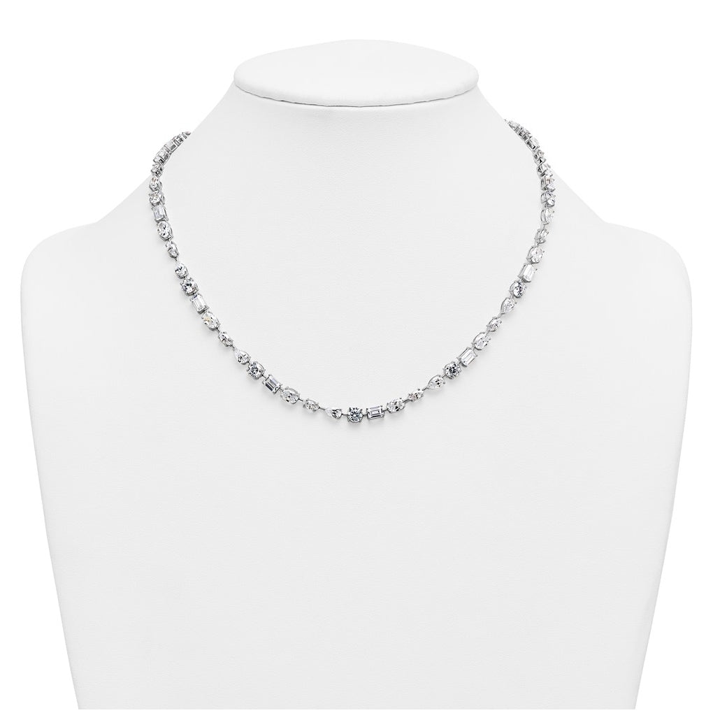 True Origin 14k White Gold 25 1/8 carat Lab Grown Diamond VS+ F+ Complete Mixed Bezel-Set Necklace