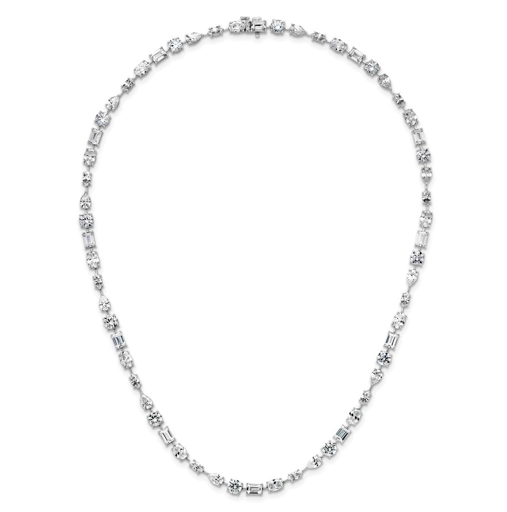 True Origin 14k White Gold 25 1/8 carat Lab Grown Diamond VS+ F+ Complete Mixed Bezel-Set Necklace