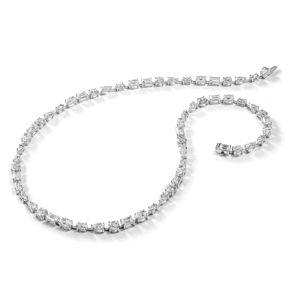 True Origin 14k White Gold 25 1/8 carat Lab Grown Diamond VS+ F+ Complete Mixed Bezel-Set Necklace