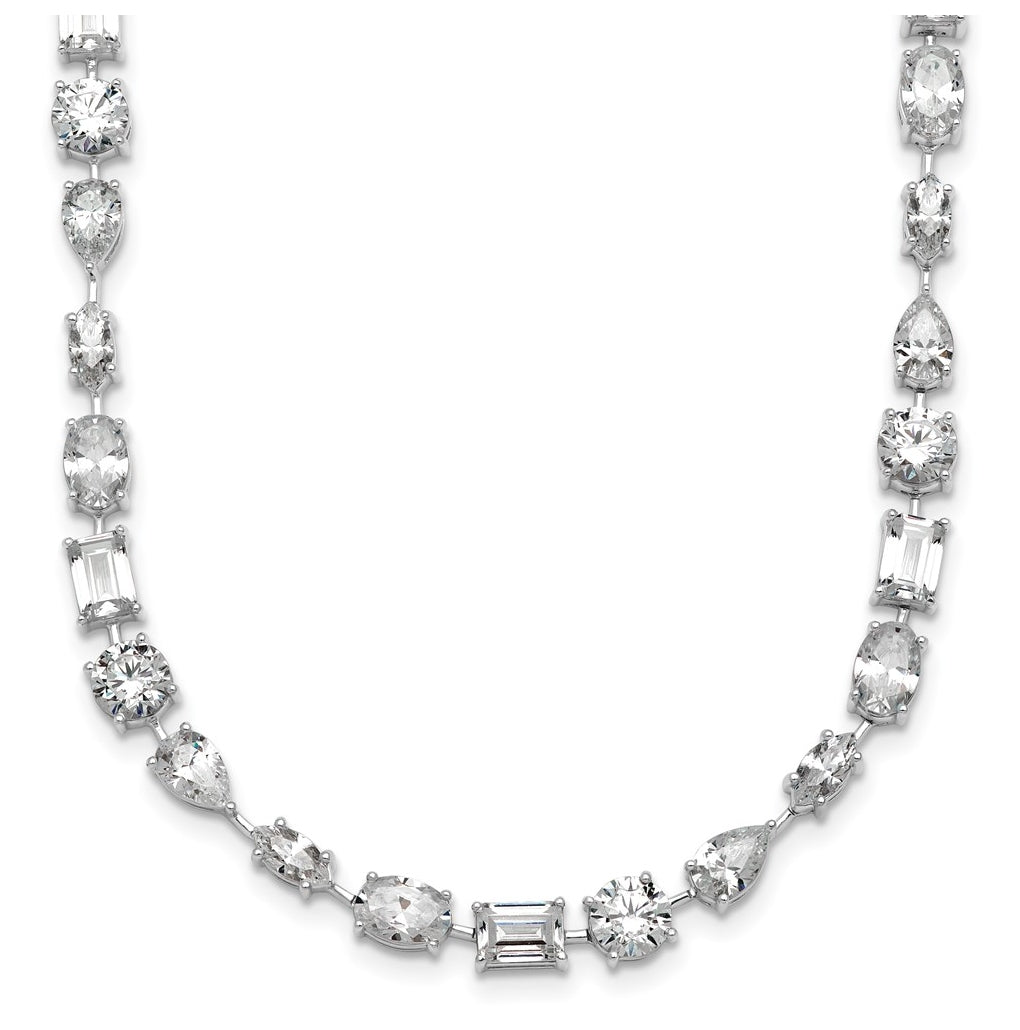 True Origin 14k White Gold 25 1/8 carat Lab Grown Diamond VS+ F+ Complete Mixed Bezel-Set Necklace