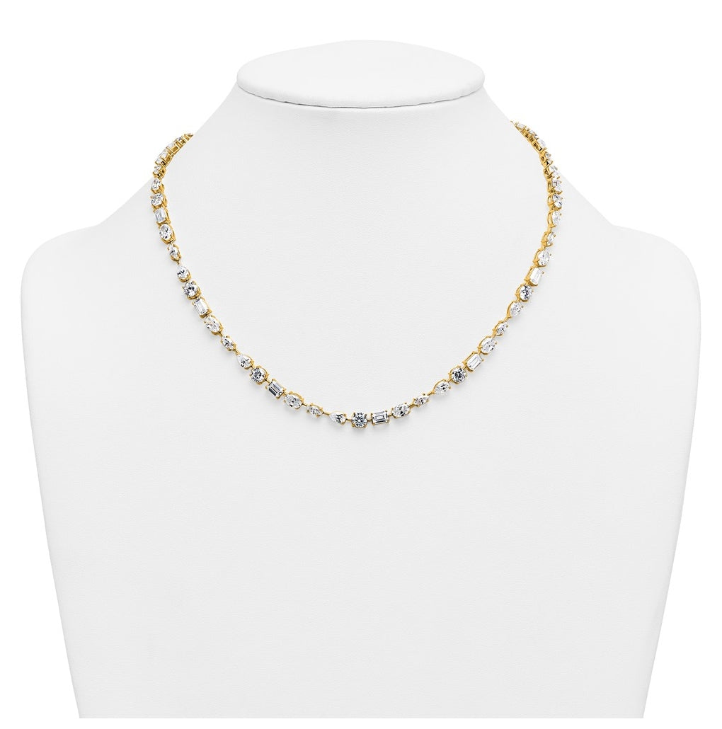 True Origin 14k Yellow Gold 25 1/8 carat Lab Grown Diamond VS+ F+ Complete Mixed Bezel-Set Necklace