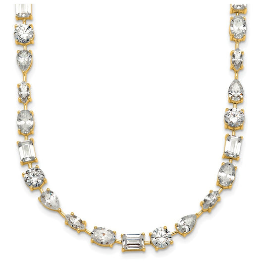 True Origin 14k Yellow Gold 25 1/8 carat Lab Grown Diamond VS+ F+ Complete Mixed Bezel-Set Necklace