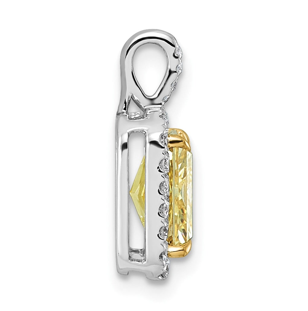 Emma Grace 14K Two-Tone Gold 2 1/4ct LabGrown Diamond Cert Vivid Yellow & VS+ F+ Comp Penda – Elegant Jewelry Gift for Birthday, Anniversary, Engagement, Wedding