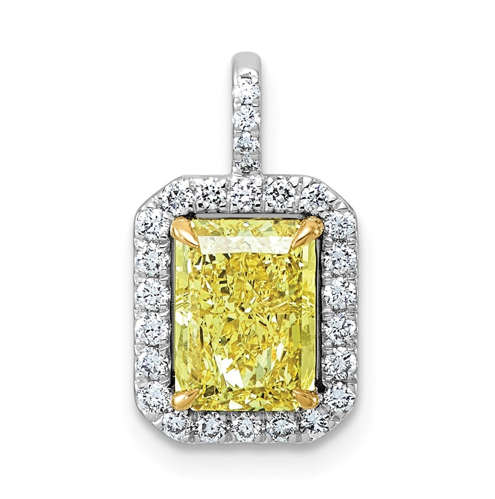 Emma Grace 14K Two-Tone Gold 2 1/4ct LabGrown Diamond Cert Vivid Yellow & VS+ F+ Comp Penda – Elegant Jewelry Gift for Birthday, Anniversary, Engagement, Wedding