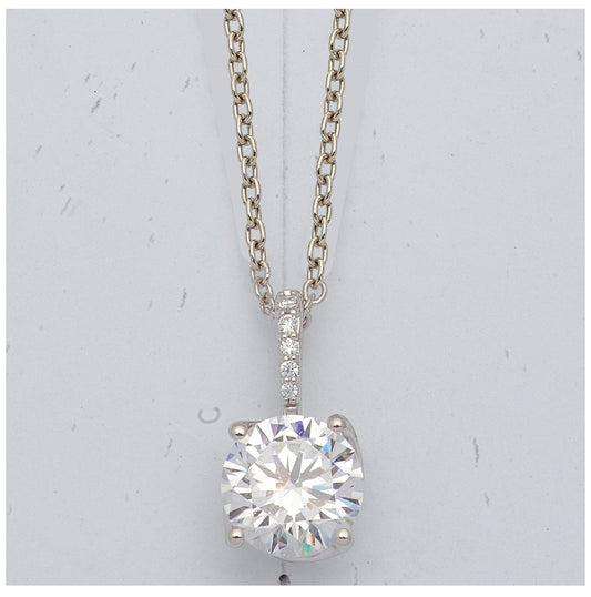 14K White Gold 1ct Lab Grown Dia VS+ F+ Round Complete Twist Pendant Necklace