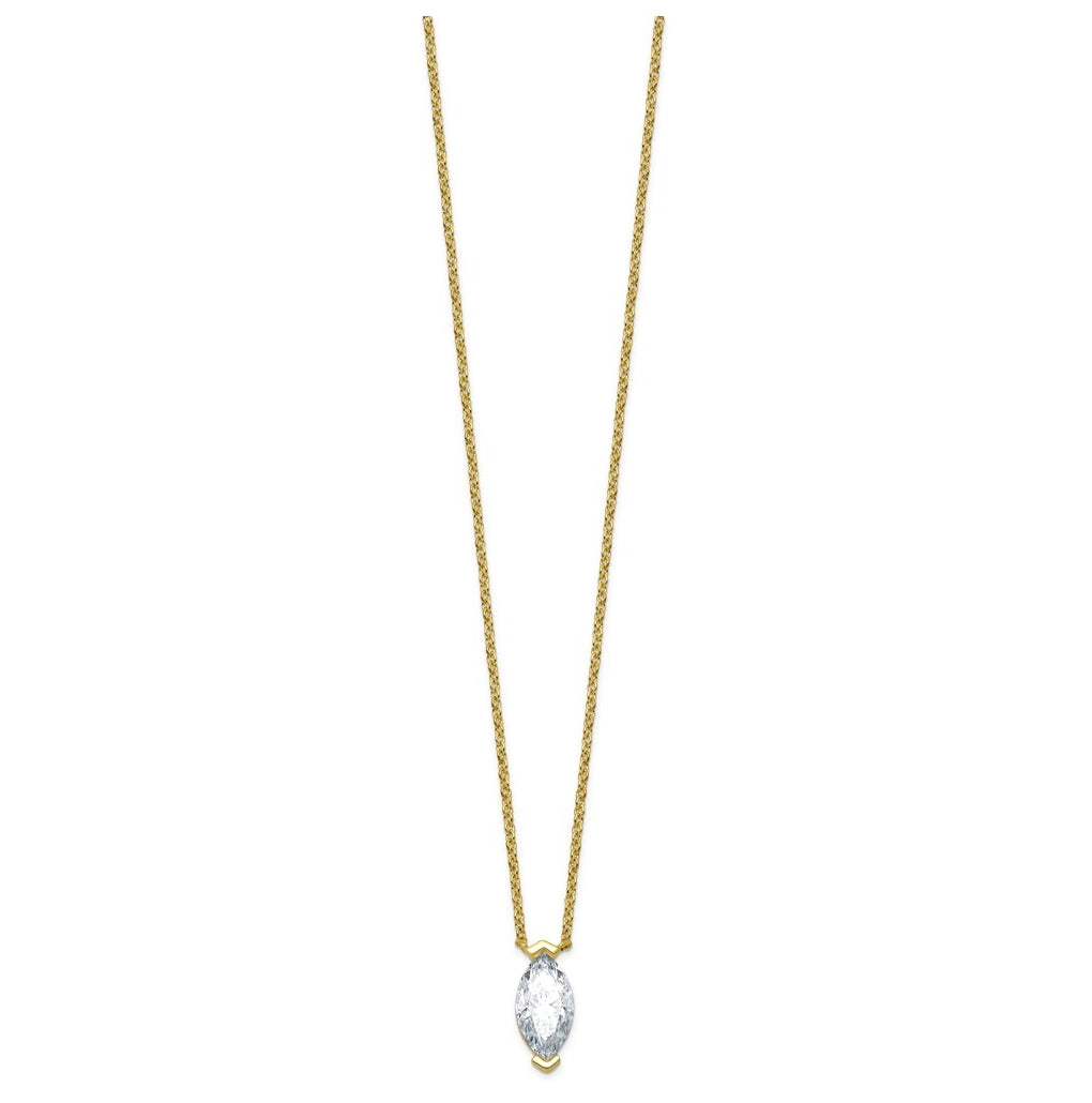 14K Yellow Gold Cert Marquise Lab Grown Diamond VS+ F+ Solitaire Pendant Necklace – Elegant Jewelry Gift for Birthday, Anniversary, Engagement, Wedding