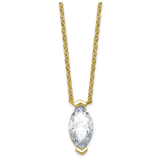 14K Yellow Gold Cert Marquise Lab Grown Diamond VS+ F+ Solitaire Pendant Necklace – Elegant Jewelry Gift for Birthday, Anniversary, Engagement, Wedding