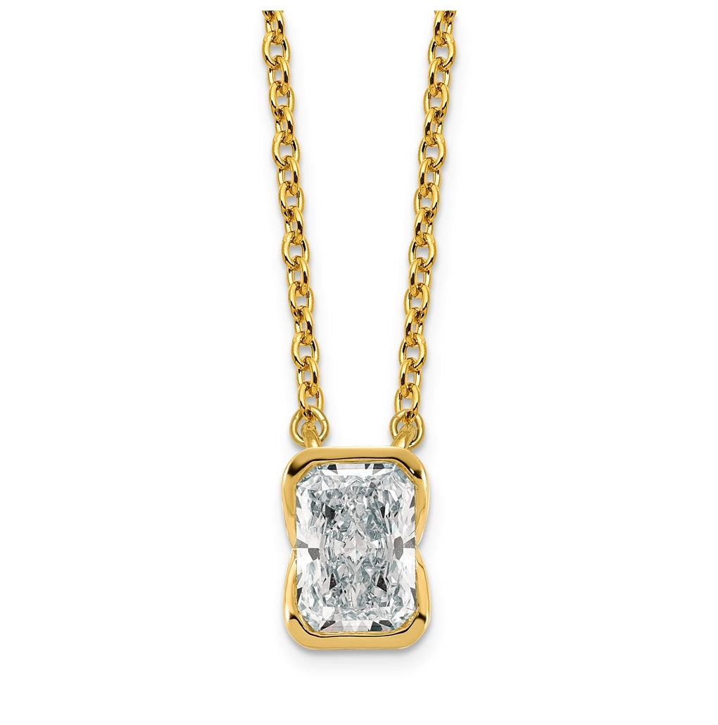 14K Yellow Gold Cert Radiant LabGrown Dia VS+ F+ Comp Pendant Necklace – Elegant Jewelry Gift for Birthday, Anniversary, Engagement, Wedding