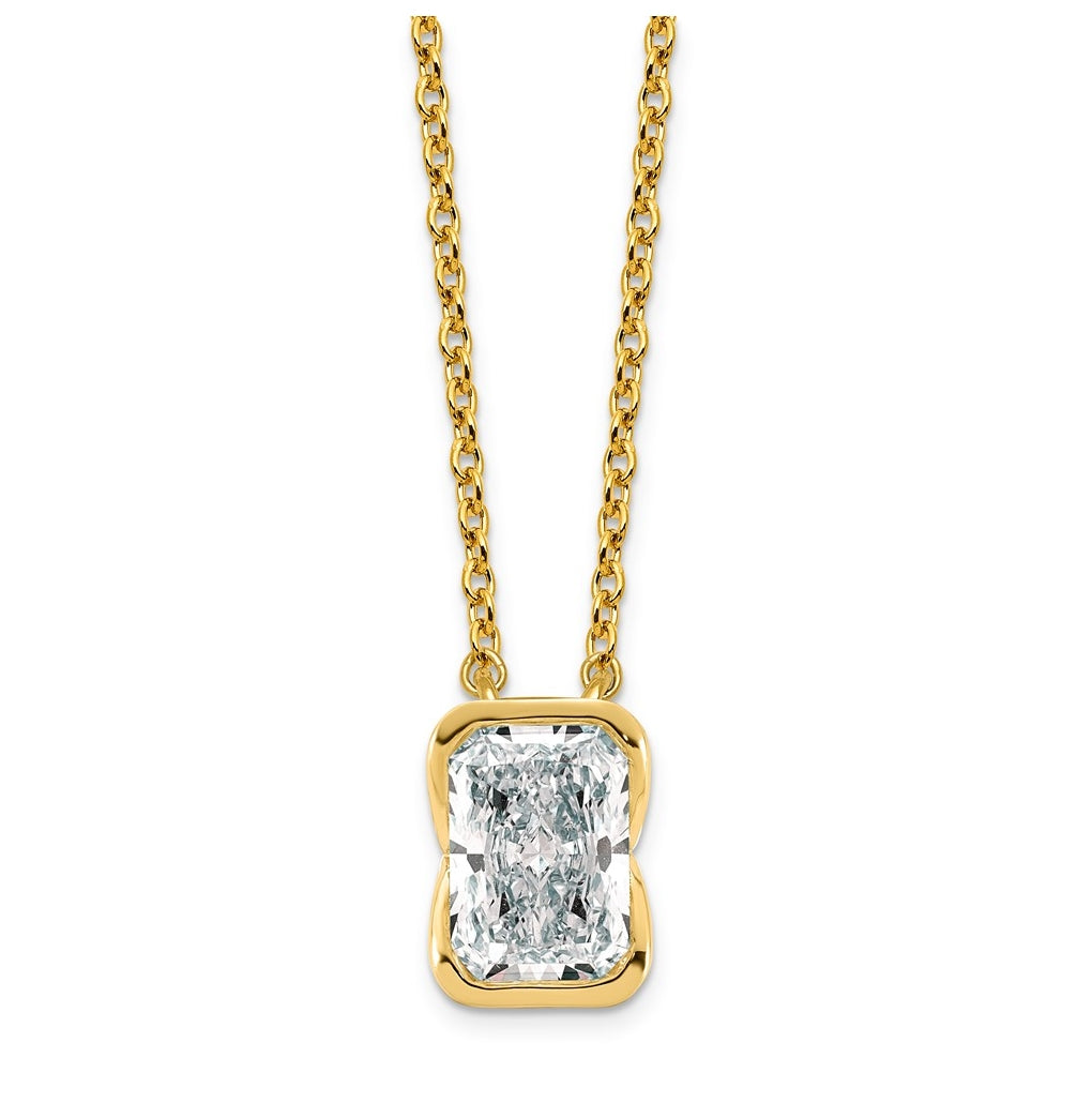 14K Yellow Gold Cert Radiant LabGrown Dia VS+ F+ Comp Pendant Necklace – Elegant Jewelry Gift for Birthday, Anniversary, Engagement, Wedding