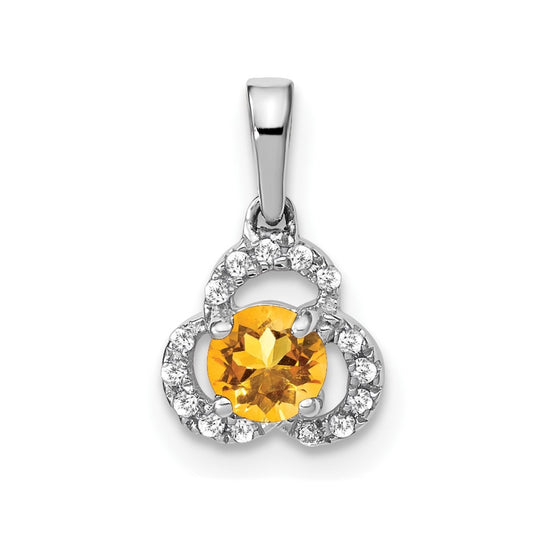 10k White Gold Citrine/Diamond Pendant