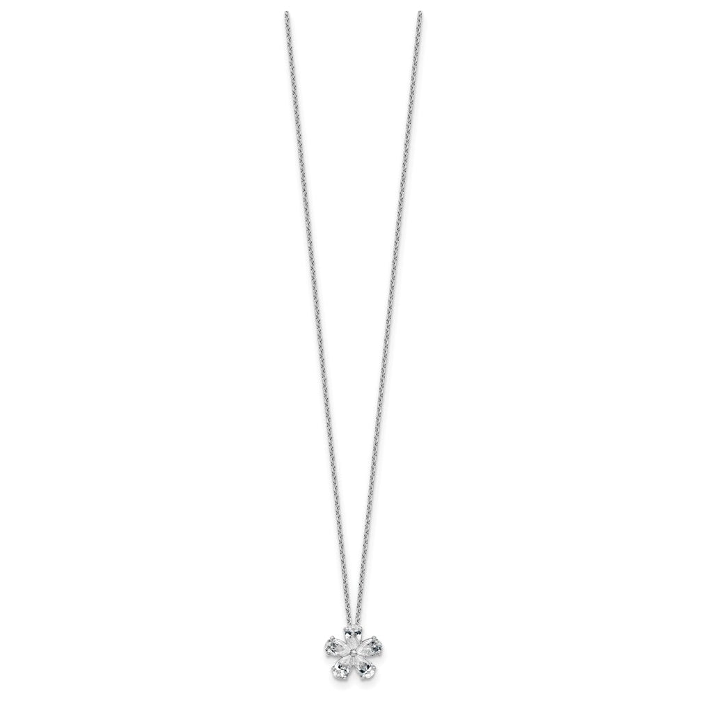 14k White Gold 1 carat Lab Grown Diamond VS+ F+ Complete 18 inch Flower Pendant Necklace