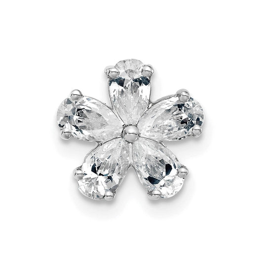 14k White Gold 1 carat Lab Grown Diamond VS+ F+ Complete Flower Chain Slide Pendant