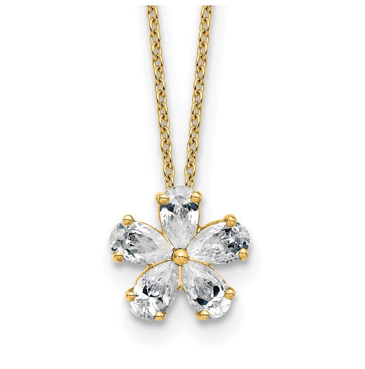 14k Yellow Gold 1 carat Lab Grown Diamond VS+ F+ Complete 18 inch Flower Pendant Necklace
