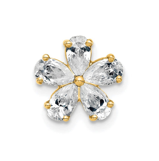 14k Yellow Gold 1 carat Lab Grown Diamond VS+ F+ Complete Flower Chain Slide Pendant