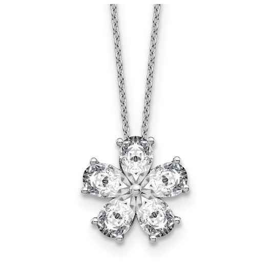14k White Gold 2 carat Lab Grown Diamond VS+ F+ Complete 18 inch Flower Pendant Necklace