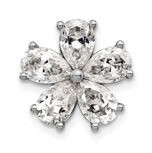 14k White Gold 2 carat Lab Grown Diamond VS+ F+ Complete Flower Chain Slide Pendant