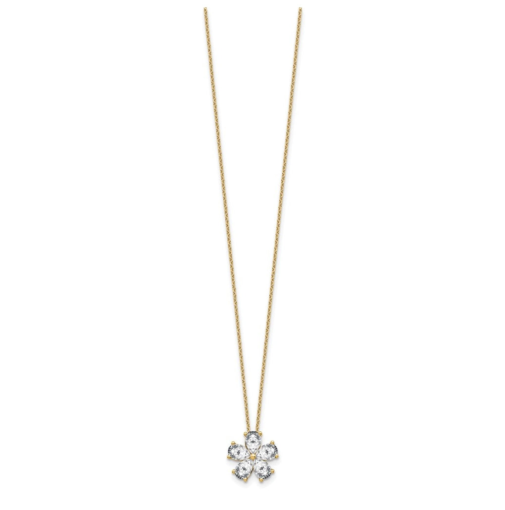 14k Yellow Gold 2 carat Lab Grown Diamond VS+ F+ Complete 18 inch Flower Pendant Necklace