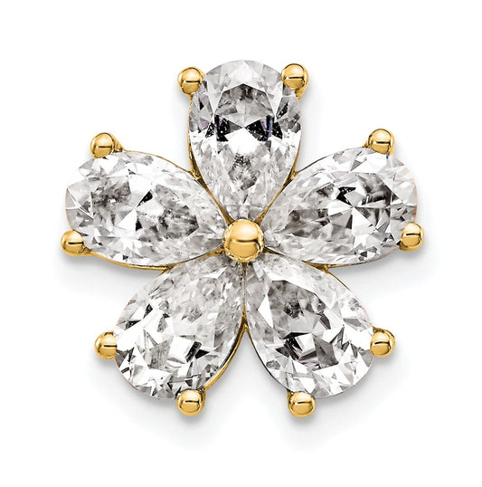 14k Yellow Gold 2 carat Lab Grown Diamond VS+ F+ Complete Flower Chain Slide Pendant