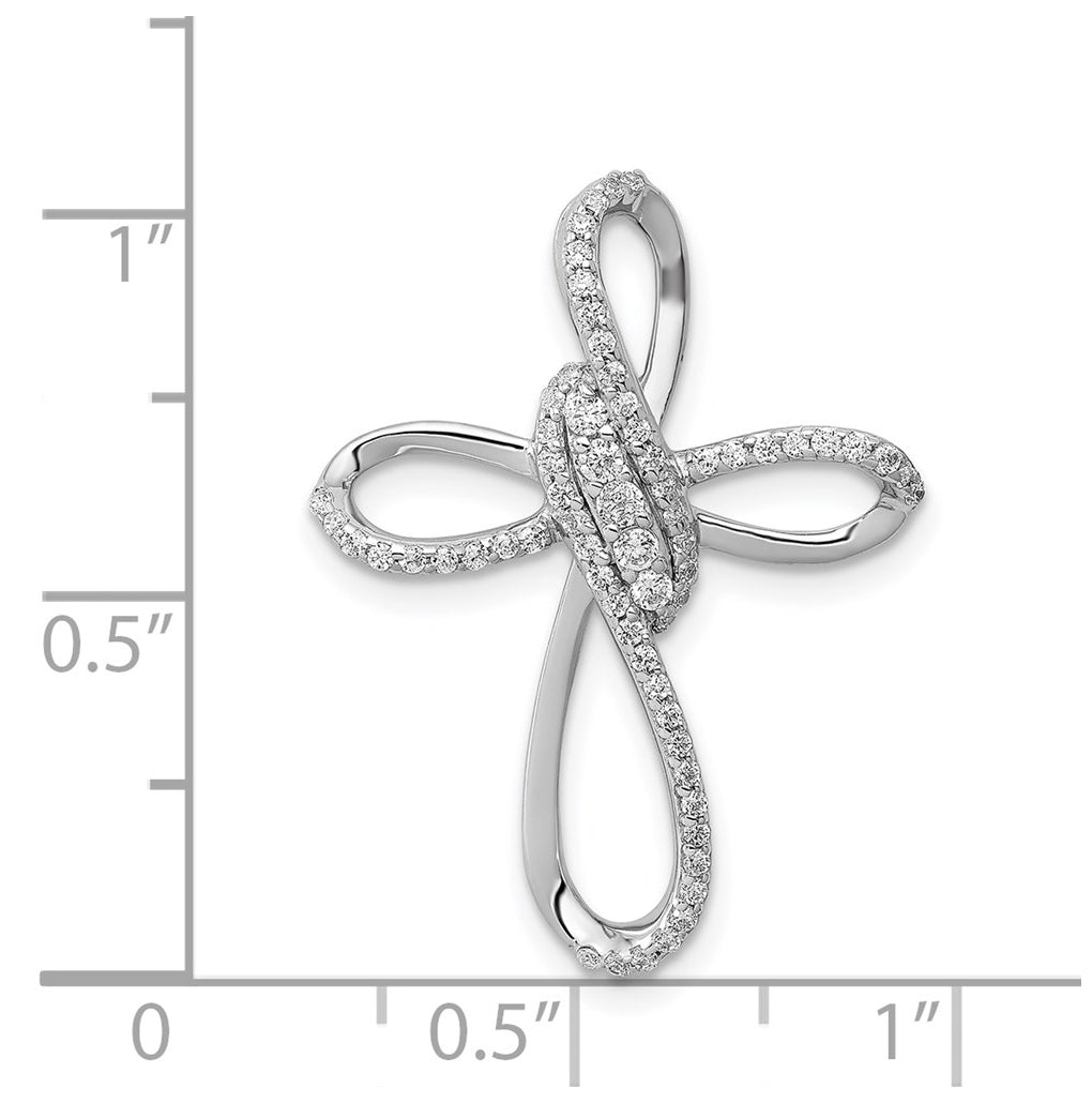 14k White Gold 1/3ct. Diamond Cross Chain Slide – Elegant Jewelry Gift for Birthday, Anniversary, Engagement, Wedding