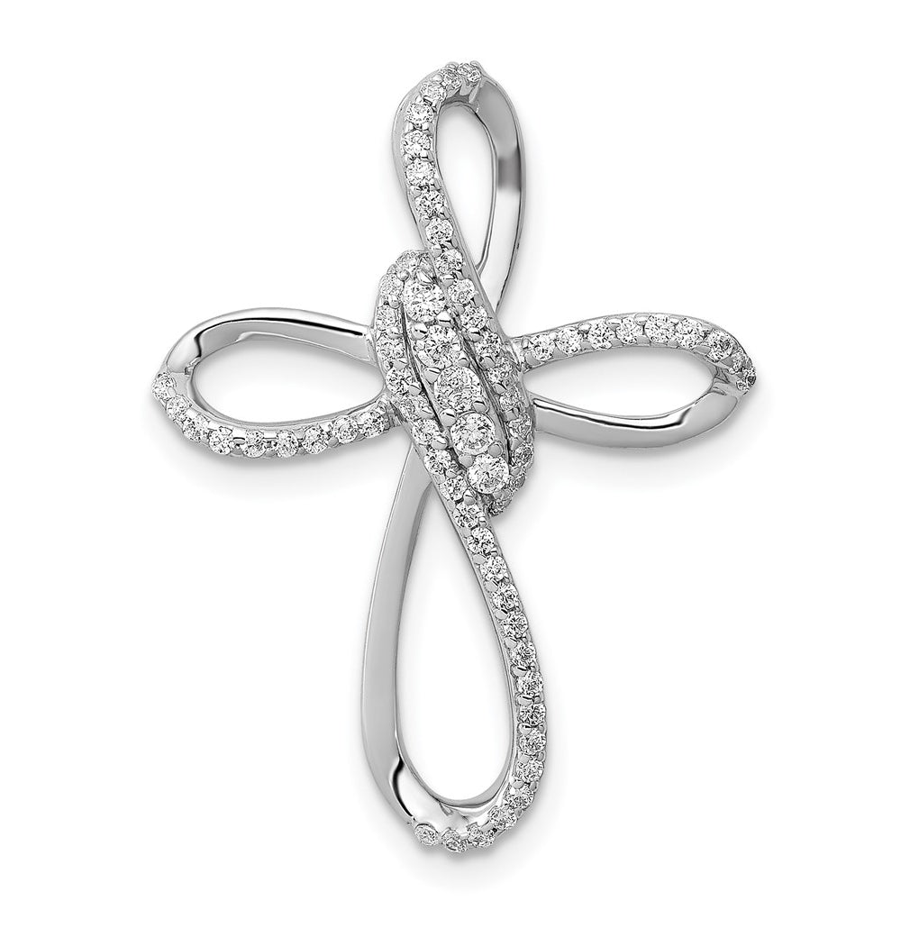 14k White Gold 1/3ct. Diamond Cross Chain Slide – Elegant Jewelry Gift for Birthday, Anniversary, Engagement, Wedding