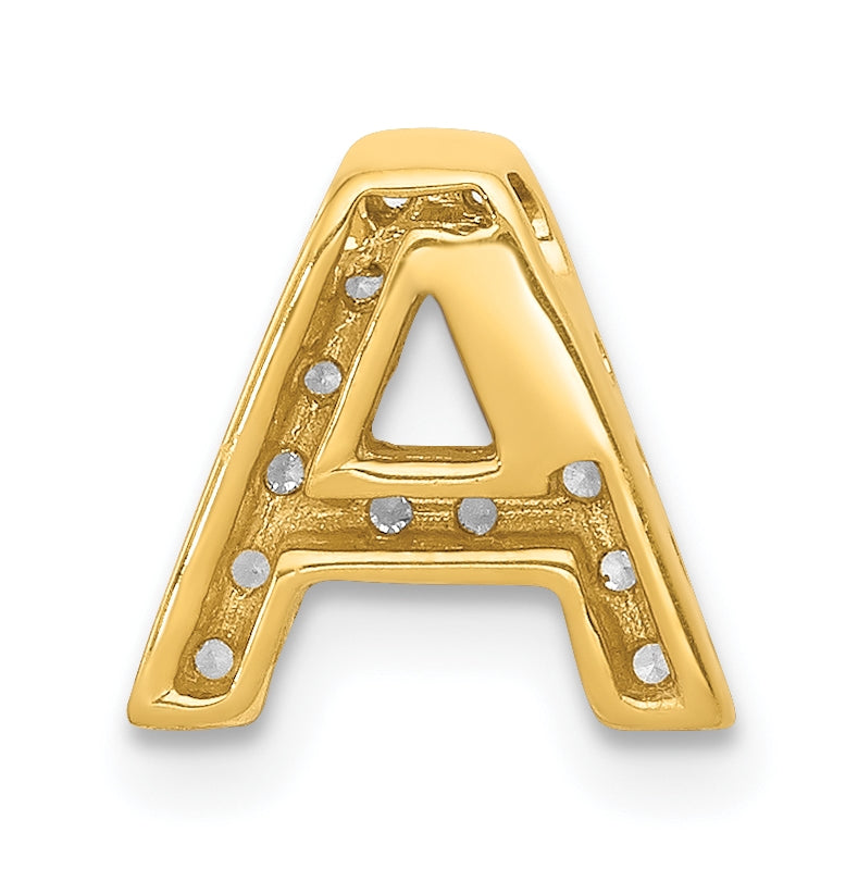 10K Yellow Gold  Diamond Letter A Initial Charm