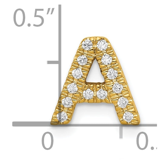 10K Yellow Gold  Diamond Letter A Initial Charm