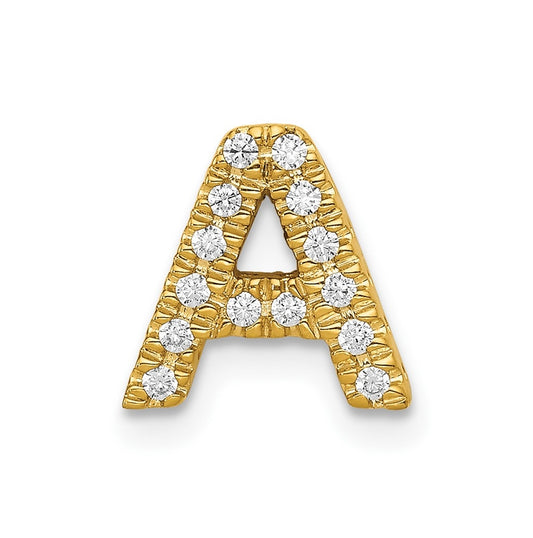 10K Yellow Gold  Diamond Letter A Initial Charm