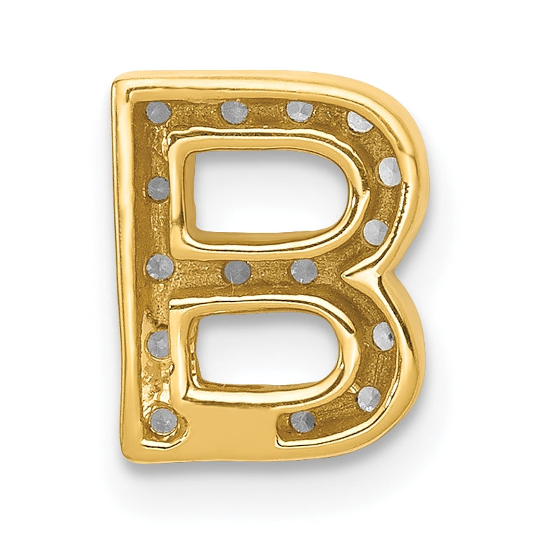 10K Yellow Gold  Diamond Letter B Initial Charm