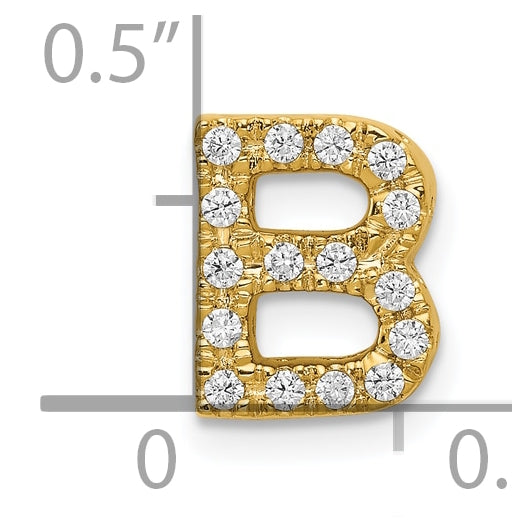 10K Yellow Gold  Diamond Letter B Initial Charm