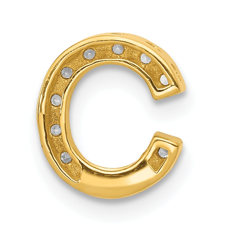 10K Yellow Gold  Diamond Letter C Initial Charm